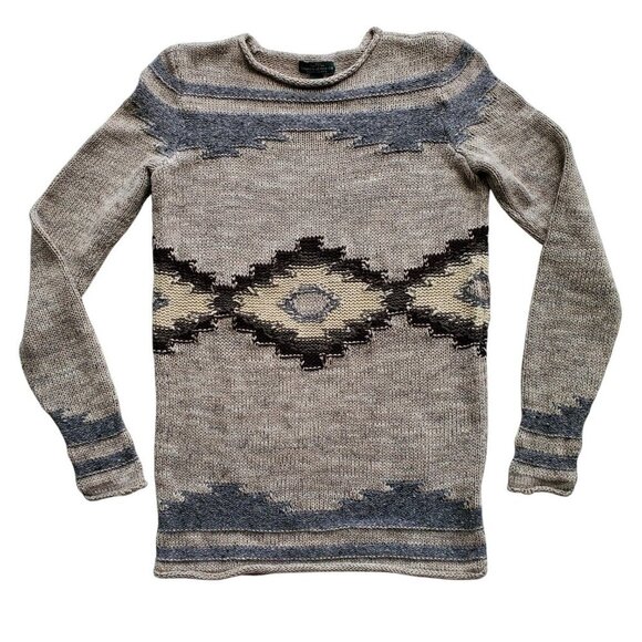 Lauren Ralph Lauren VTG Tribal Sweater Cotton Blend Sweater Navajo Aztec Indian - Picture 7 of 14